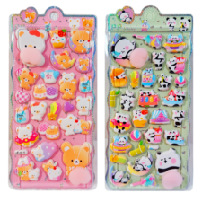 おしりぷにぷにシール 2枚セット ぷくぷく キャラクター スクイーズ 3D 動物 キット 低反発おも かわいい マシュマロ ふわふわ もちもち もっちりスクイーズ ステッカー シール帳 デコレーション 貼り付け可能 手帳