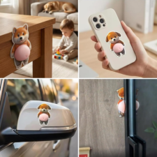 おなかぷにぷにシール 3d 2枚 デブ犬 お腹 肉球 プニプニシール スクイーズ おなかしーる かわいい シール帳 携帯電話飾り用 手帳用 手芸用品(Q 01)